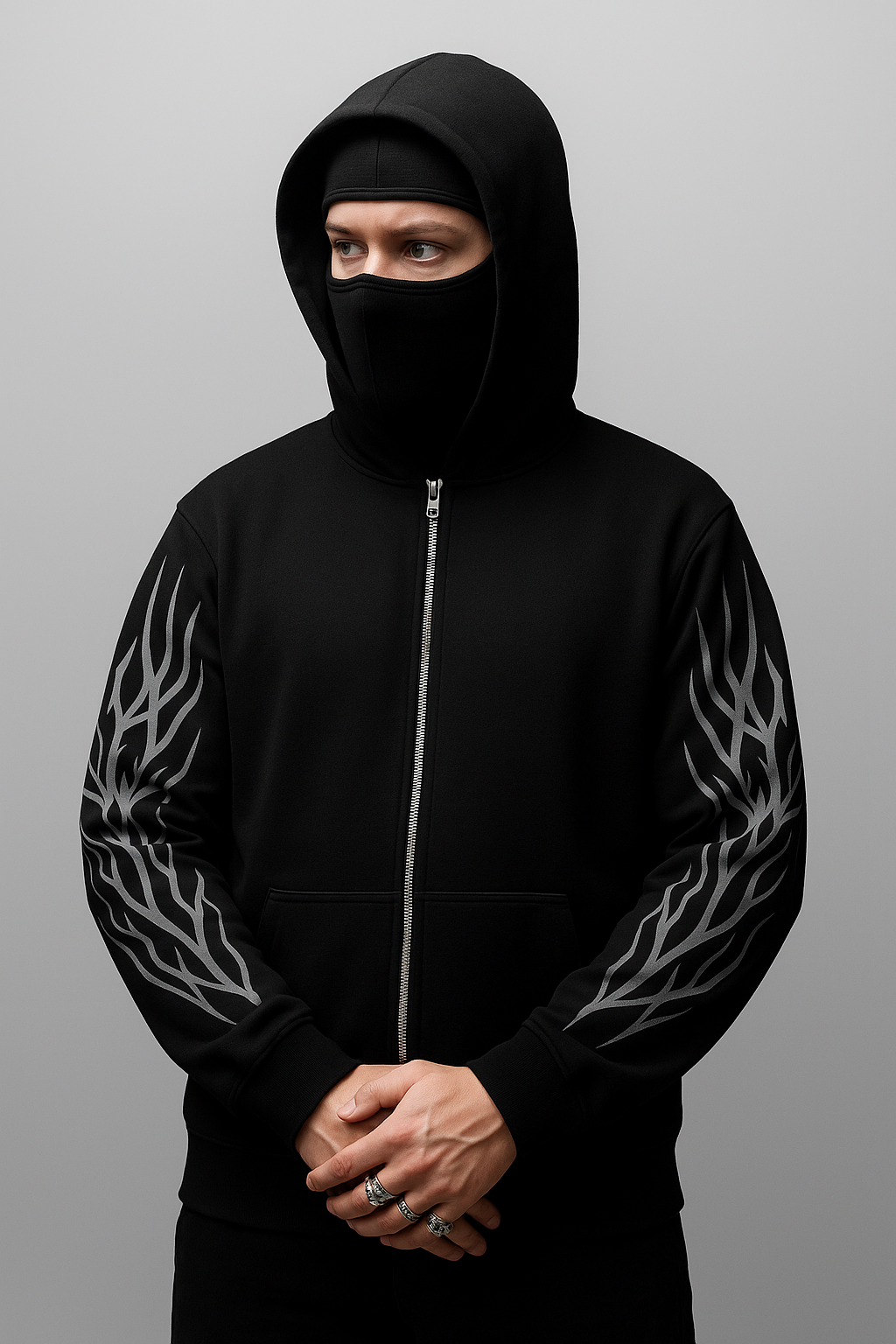 JIN WOO / SOLO LEVELING / BALACLAVA ZIPPER HOODIE